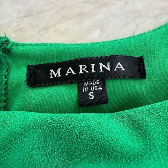 Marina green crepe shirt dress with elastic waist stretch size S NWT - Picture 5 of 10